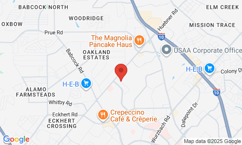 Google map image of our location in 9502 Huebner Rd Ste 202 San Antonio, TX